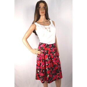 INC International Concepts‎ Floral Pleated Skirt by Size 6 In Pink & Green